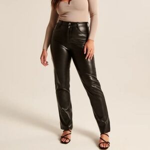 Abercrombie Fitch Vegan Leather Ankle Straight Ultra High Rise Pants 10S Black